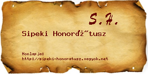 Sipeki Honorátusz névjegykártya